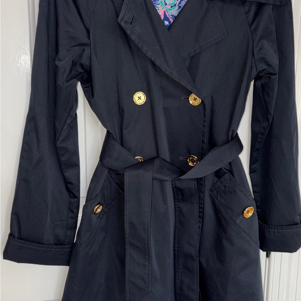 Lilly Pulitzer Navy Trench Coat size XS
